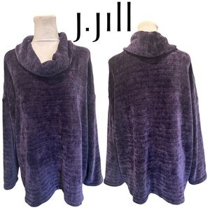 J. Jill Purple Pull Over Long Sleeve Sweater Large Heavy Weight Cowl Neck